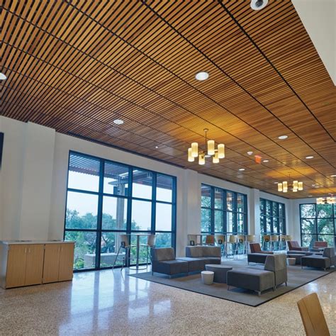 Wood plank ceiling installations | WOODWORKS Linear Veneered Planks ... - balustradellc