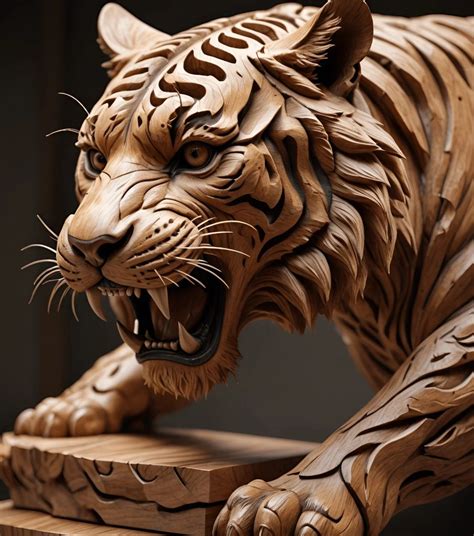 Wood Tiger Sculpture - Etsy - muktibox.com