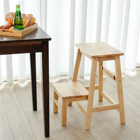 Wooden 2 Tier Ladder Chair, Lightweight Folding Foot Stool Sturdy ... - balustradellc
