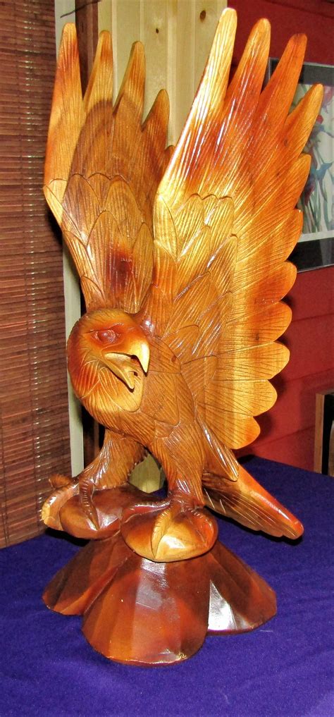 Wooden Eagle Statue - Etsy - muktibox.com