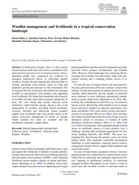 Woodlot management and livelihoods in a tropical ... - Springer - raincitystudios.com