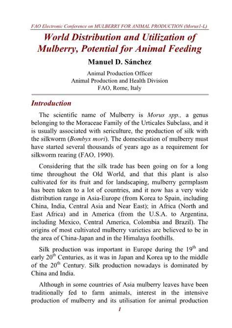 World distribution and utilization of mulberry and its potential for ... - raincitystudios.com