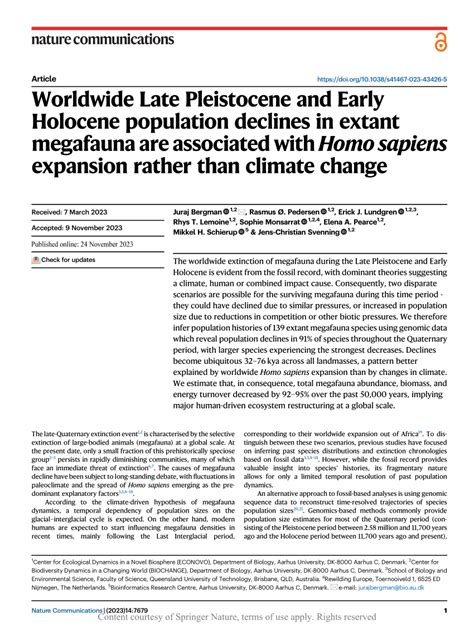 Worldwide Late Pleistocene and Early Holocene population ... - Nature - wintechmobiles.com