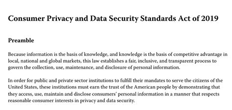 WPF Discussion Draft Consumer Privacy and Data Security Standards Act of 2019 World Privacy Forum