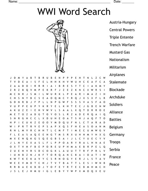 WW1 Word Search WordMint