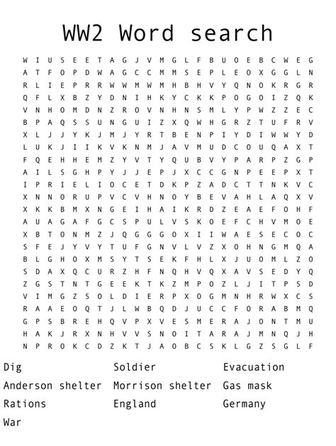 WW2 Memory Word Search WordMint