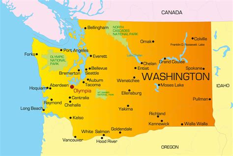 Illustration of vector color map of washington state. usa vector art, clipart and stock vectors. Image 4446040.. 