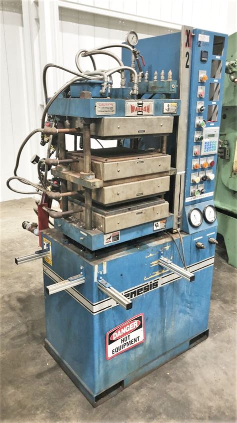 Jan 30, 2020 · This press includes fully guided features, an adjustable clamp force of 8 to 50 tons, and 19” x 19” platens, which are electrically heated with operating temperatures of up to 500 °F. All Wabash presses are manufactured to thorough standards and can be modified with a host of accessories such as vacuum shrouds and larger heated platens. . 