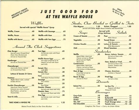 Waffle House's 1955 menu offered this ritzy dish for just $1.50