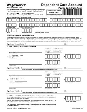 Wageworks dependent care form.  You don&rsquo;t pay taxes on this money. com File claim onl...