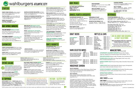 Wahlburgers Nutrition All Menu Price