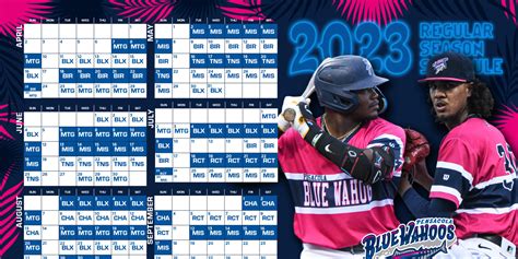 Wahoos schedule. April 3, 2023. Welcome to Blue Wahoos Stadium, where Pensacola Bay glimmers in the distance, Double-A Marlins prospects are close at hand and delicious concessions are all around. Pensacola Blue Wahoos (Double-A affiliate of the Miami Marlins since 2021) Established: 2012. Ballpark: Blue Wahoos Stadium (opened April 5, 2012) 
