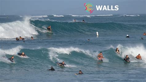 Waikiki walls surf report. Minimal (ankle high or less) surf. CONDITIONS. Semi glassy/semi bumpy in the morning with NNW winds 5-10mph. Bumpy/semi bumpy conditions for the afternoon with the winds shifting SW 10-15mph. TIDES / SUN. AM. LOW 11:43 am @ 0.5 ft. HIGH 5:00 am @ 2.2 ft. SUNRISE 6:27 am. 