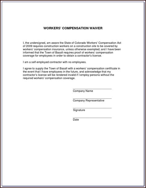 Waiver Of Subrogation Endorsement For Workers Comp Form Resume