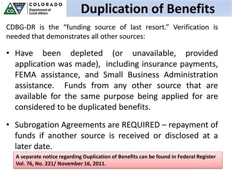 Waiver of Duplication of Benefits under the Disaster Recovery …