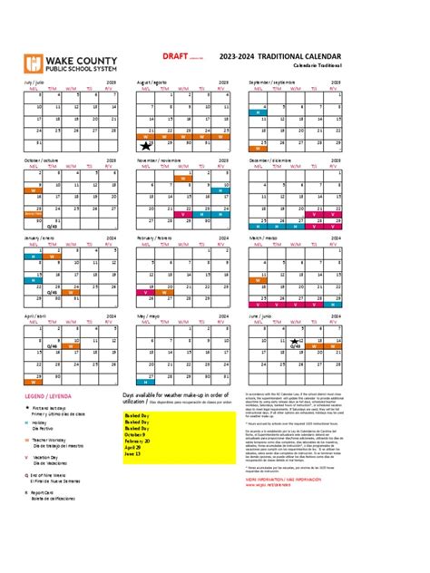 Wake county calendar 2023-24. Here are some academic breaks for Wake County School Calender in North Carolina, alongside the existing 2023-2024 school year schedule: – Fall Break: October 31-November 4, 2023. – Martin Luther King, Jr. Day: January 16, 2024. – Presidents’ Day Weekend: February 17-19, 2024. – Good Friday: March 29, 2024. 