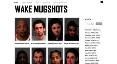 Wake Mugshots @WakeMugshots A collection of mugshots from Wake County, NC. The information contained on this website is deemed to be public record within the meaning of N.C.G.S. 132-1.4.. 