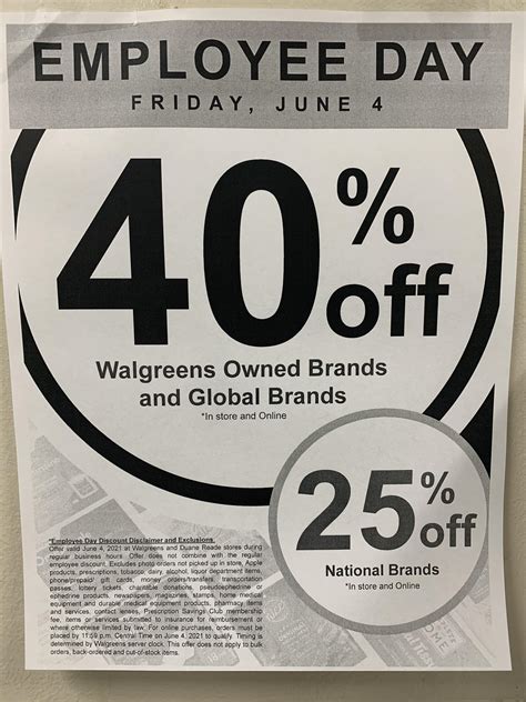 Walgreens employee discount. Why does Walgreens insist on having Employee Discount Day on a non-pay week. The last Employee Discount Day was on a non-pay week as well. Half the company is paid one week, half the next. Not anymore. Half the stores transitioned last fall, so now all hourly TMs are paid on the same weeks. 