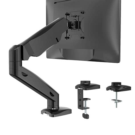 Wali monitor arm. This WALI monitor arm is also one of the more affordable gas spring arms for a three LCD setup. It can accommodate monitors with a maximum measurement of 27 inches And each arm can bear 15.4 lbs. We find this unit quite heavy and stiff. Yes, it’s heavy-duty and a well-built unit. 