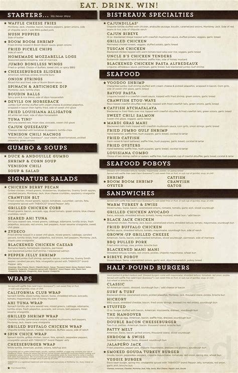 Walk On S Menu With Prices