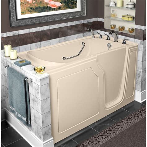 Walk-in bathtubs. A soaker tub is the most basic walk-in tub design. These tubs are deep enough for your torso and lower body to soak fully submerged while seated on the built-in bench. Soaker tubs don’t include ... 
