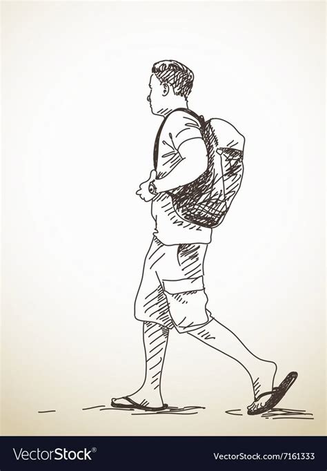 Walking Man vector image on VectorStock in 2020 Human figure sketches