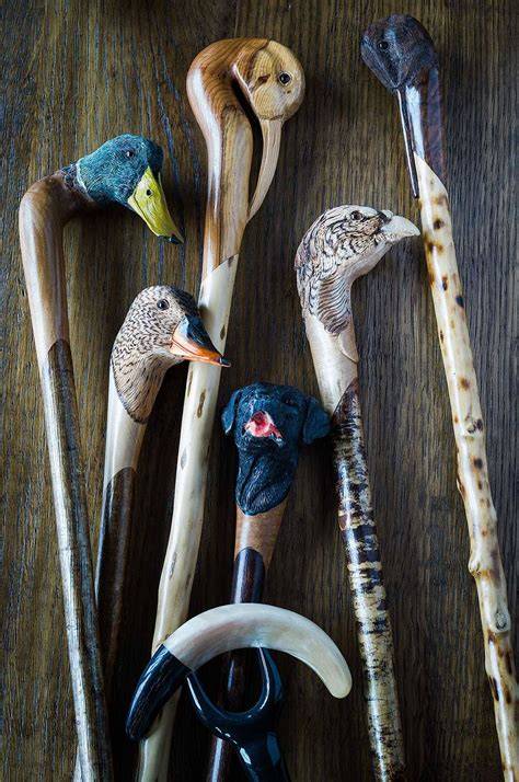 Walking stick carving ideas.  These unique walking aids showcase personal style and...