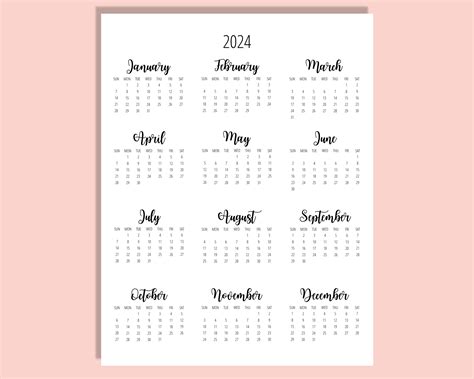 Wall Calendars 2024 Pink - Etsy