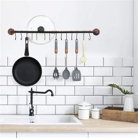 Wall Mounted Hanging Pot Rack, Black Metal Hanging Rack …