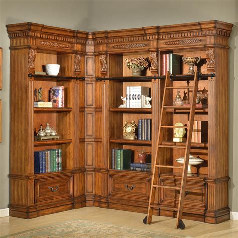 Wall Unit With Bookshelves Library Ladder