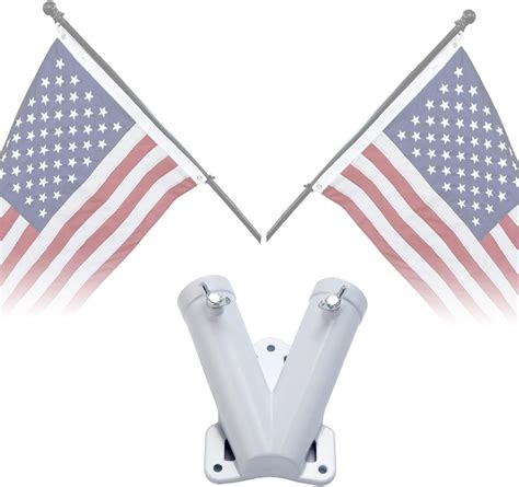 Wall mount flag pole bracket.  Choose from low-profile vertical mounts or adjustable outri...