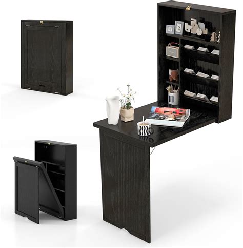 Wall mounted murphy desk with monitor storage.  This versatile floating desk is ...