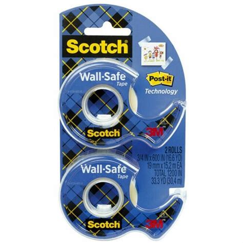 Wall-Safe Tape - 18.06 yd Length x 0.75" Width - Dispenser …