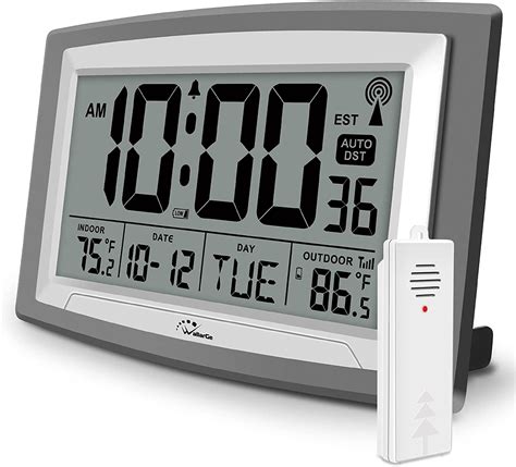 WallarGe Atomic Clock with Indoor Temperature and Humidity,Self-Setting Digital Wall Clock or Desk Clock,Battery Operated Alarm Days Digital Clock Large Display for Seniors,Auto DST. USD $28.99 Buy on Amazon Color : Black $28.99 Style : Digital Brand : WallarGe Color : Black Shape : Rectangular Power Source : Battery Powered. 