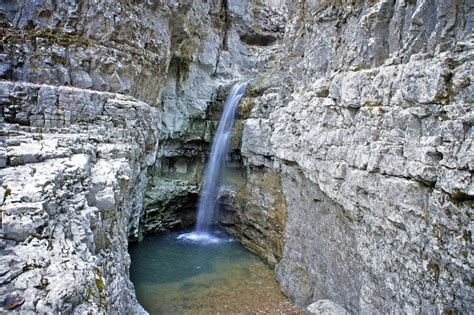 The Walls of Jericho is a natural area straddling the Tennessee-Alabama state line. The park preserves an impressive geological feature that forms a large bowl shaped amphitheater. Embedded in the limestone are bowling ball size holes from which water drips and spouts, creating a unique water feature.. 