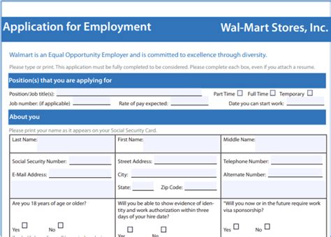 Walmart Online Job Application For Employment
