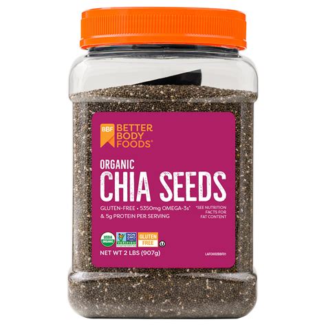 Walmart chia. Product details. Viva Naturals Organic Chia Seeds have plant-based omega-3 and 6 fatty acids, and are also high in fiber to support a healthy, balanced diet. Blend a few spoonfuls into shakes, smoothies, or juice for a nutritional boost. Substitute for eggs in baked goods by using chia seeds soaked in water. 