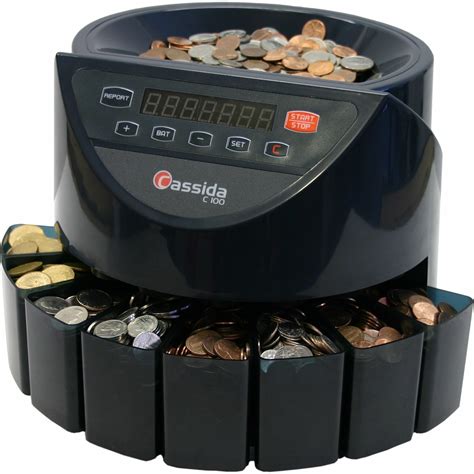 Walmart coin counter. The Teachers Choice Coin Bank is a great all-in-one coin counter and storage device which accepts all US coins including: Pennies, Nickels, Dimes, Quarters, Half Dollars and Dollar Coins. Stores between 750-1000 coins in total depending on the combination. Size: 7.90 x 4.50 x 4.5. Accepts 2 AAA batteries. 
