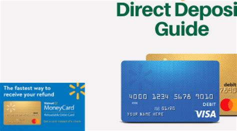 Walmart direct deposit. You can also save with a reloadable prepaid MasterCard or Visa Walmart MoneyCard. Use these reloadable prepaid cards like a debit card and enjoy cash back, among other features: Check your balance with the mobile app Pay bills and shop online Reload free with direct deposit Get in-store cash back. 