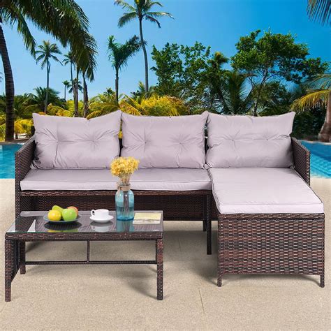 A Sectional Set: 3-Pieces Outdoor Patio Sectional Sofa Set Chaise Conversation Set. The 3-Pieces Outdoor Patio Sectional Sofa Set ($550, originally $1,600) is where the adults will lounge while .... 