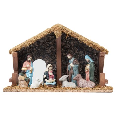 In these figurines, the Holy Family Mary, Joseph, and Baby Jesus are displayed in a warm and caring interpretation of the Christmas Nativity scene, complete with messengers and angels. To celebrate the season with elegance, add these intriguing pieces to your Christmas decor!. Product Features: Christmas tabletop nativity set.