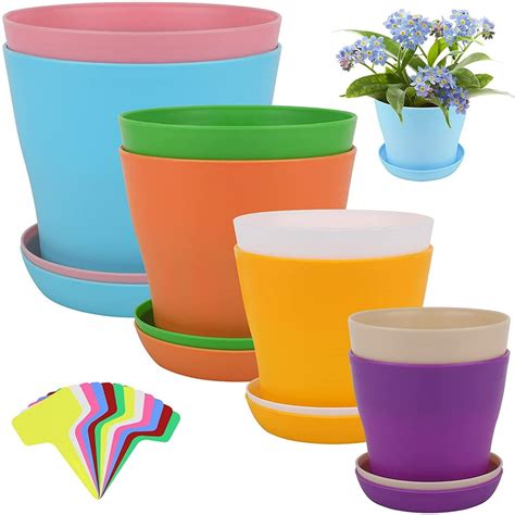 TINANA 6 inch Plastic Planters for Indoor Flo