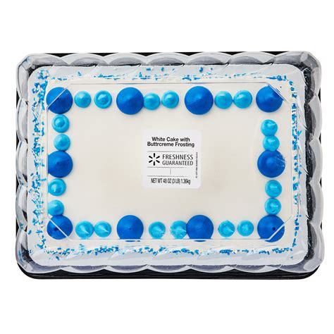 Walmart Sheet Cakes. Does anyone know what size the full size sheet cake is for wal-mart? I would just call them and ask them the dimensions and how many it serves, but I would guess that it's roughly equal to 4 quarter-sheets (13"x9"). Since they say a full sheet serves 96, I would assume it's an 18x24.. 