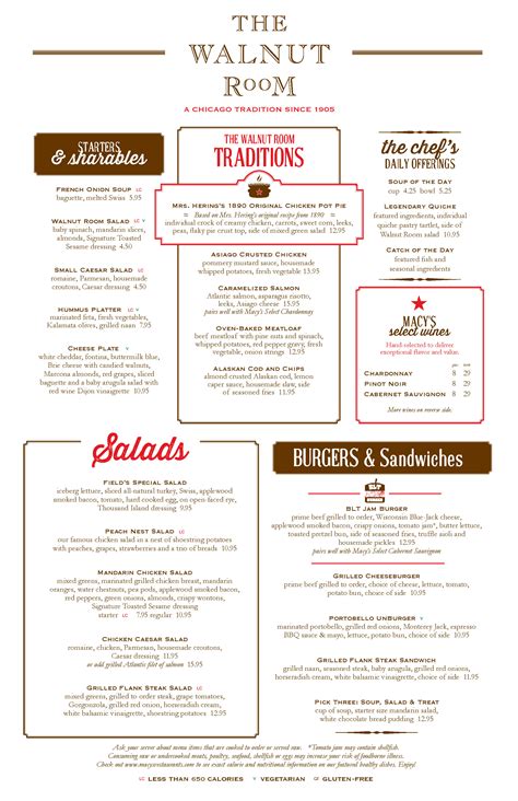 Walnut Room Menu