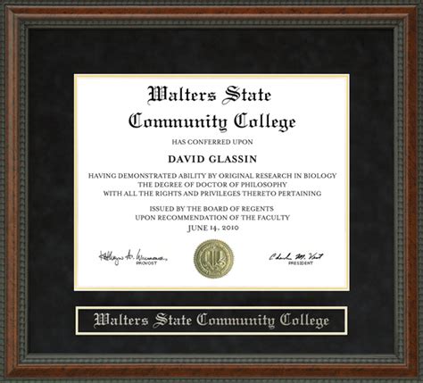 Walters State Community College Diploma Frame by Wordyisms