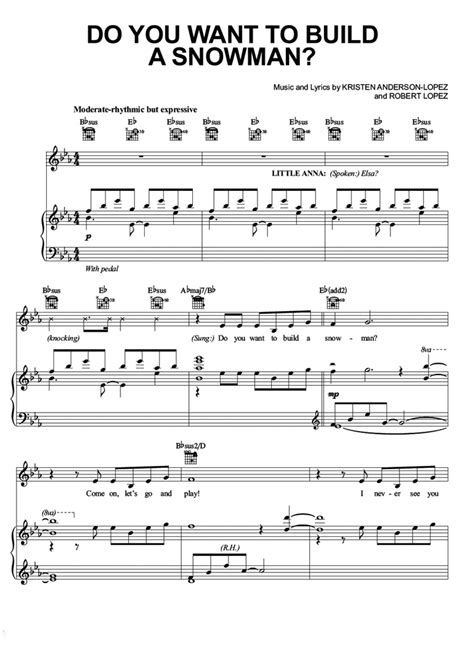 Want to Build a Snowman Sheet Music and Piano Tutorial