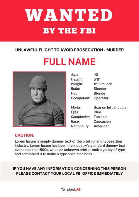 Wanted By The Fbi Poster Template