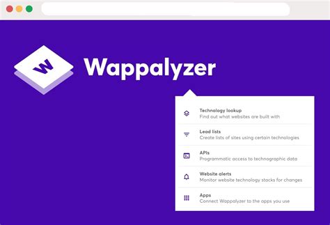 Wappanalyzer. Feb 19, 2024 · Wappalyzer is a browser extension and command-line tool that helps you discover the technologies powering a website. It identifies content management systems (CMS), e-commerce platforms, web frameworks, analytics tools, and more. By understanding the technologies in use, you can make informed decisions, evaluate security risks, and gain ... 