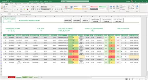 Warehouse Management System Excel Template Simple Sheets