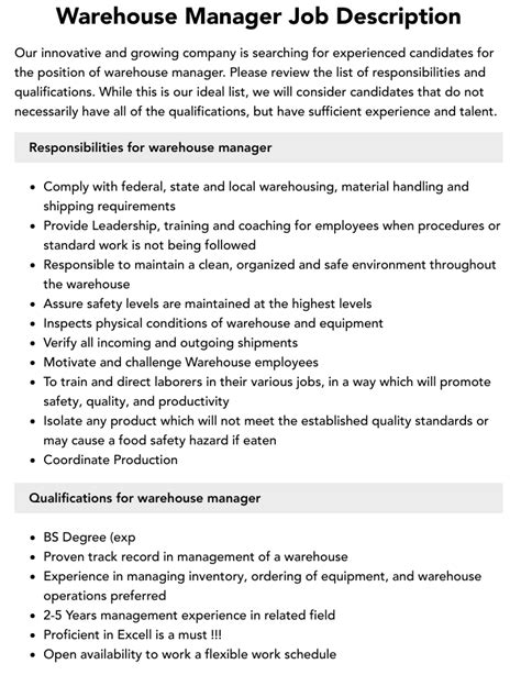 Warehouse Operations Manager Jobs, Employment in …